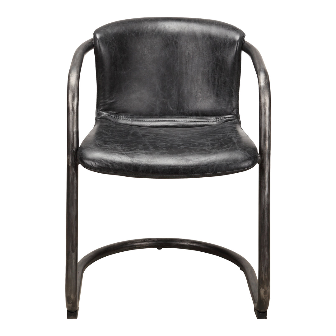 Moe's Home Collection - Freeman Dining Chair Onyx Black Leather  - Set of 2 - PK-1059-02 | American Home Furniture