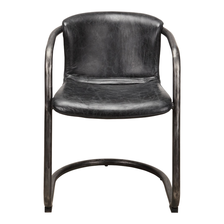 Moe's Home Collection - Freeman Dining Chair Onyx Black Leather  - Set of 2 - PK-1059-02 | American Home Furniture