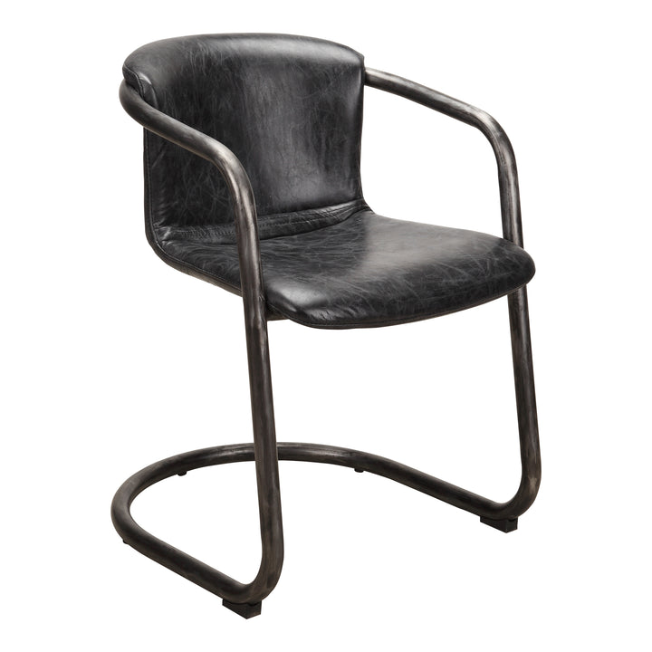 Moe's Home Collection - Freeman Dining Chair Onyx Black Leather  - Set of 2 - PK-1059-02 | American Home Furniture