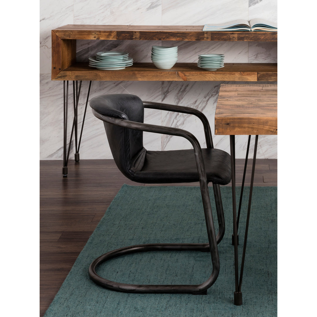 Moe's Home Collection - Freeman Dining Chair Onyx Black Leather  - Set of 2 - PK-1059-02 | American Home Furniture