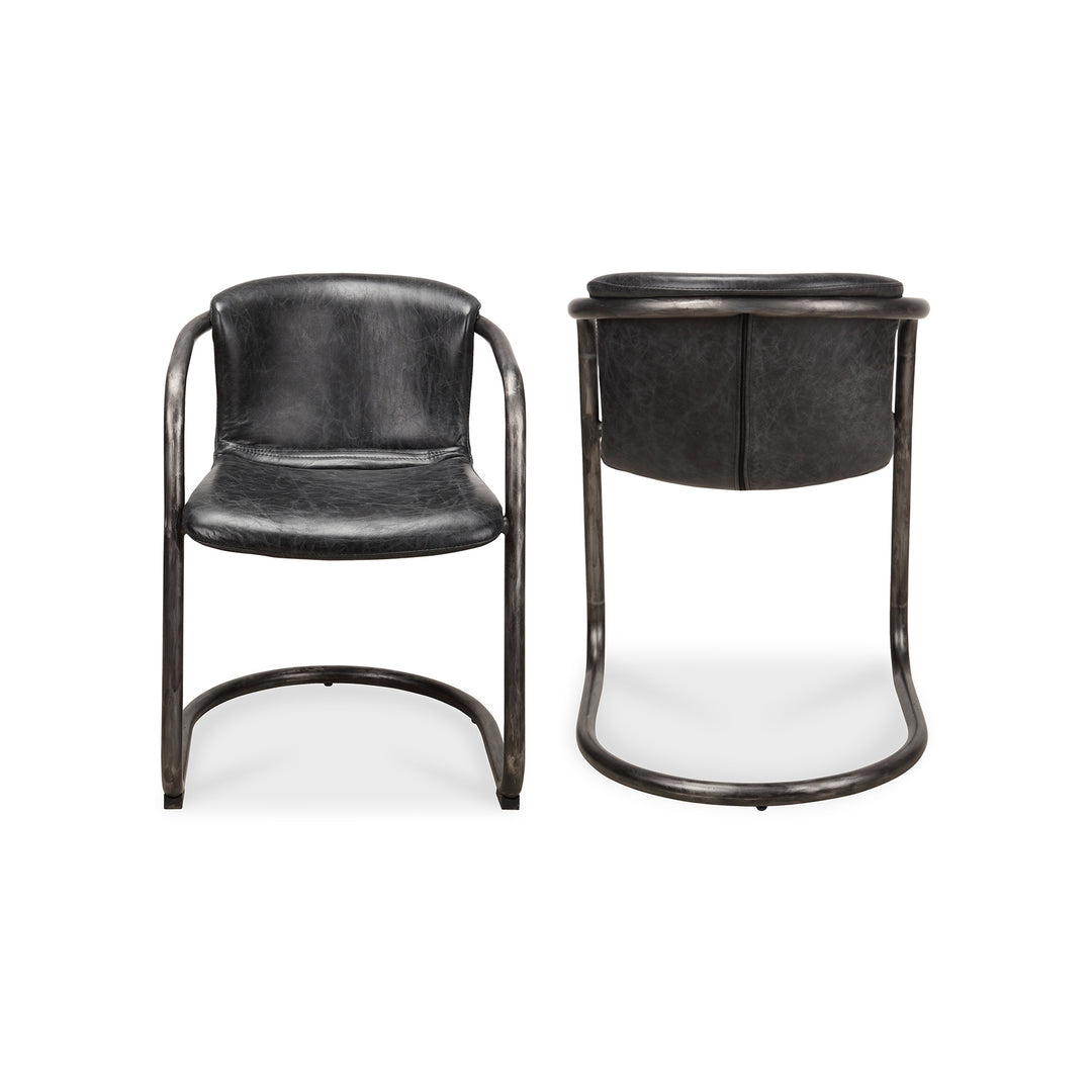 Moe's Home Collection - Freeman Dining Chair Onyx Black Leather  - Set of 2 - PK-1059-02 | American Home Furniture