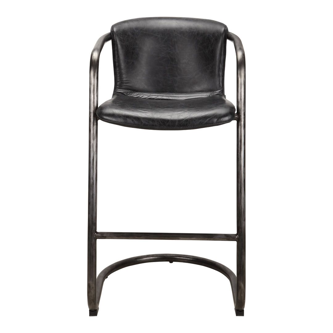 Moe's Home Collection - Freeman Barstool Onyx Black Leather  - Set Of Two - PK-1060-02 | American Home Furniture