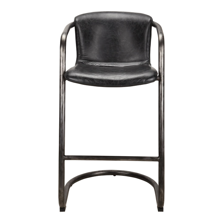 Moe's Home Collection - Freeman Barstool Onyx Black Leather  - Set Of Two - PK-1060-02 | American Home Furniture