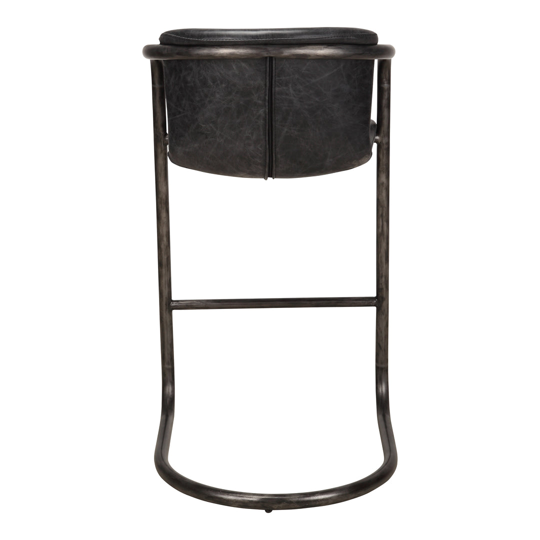 Moe's Home Collection - Freeman Barstool Onyx Black Leather  - Set Of Two - PK-1060-02 | American Home Furniture