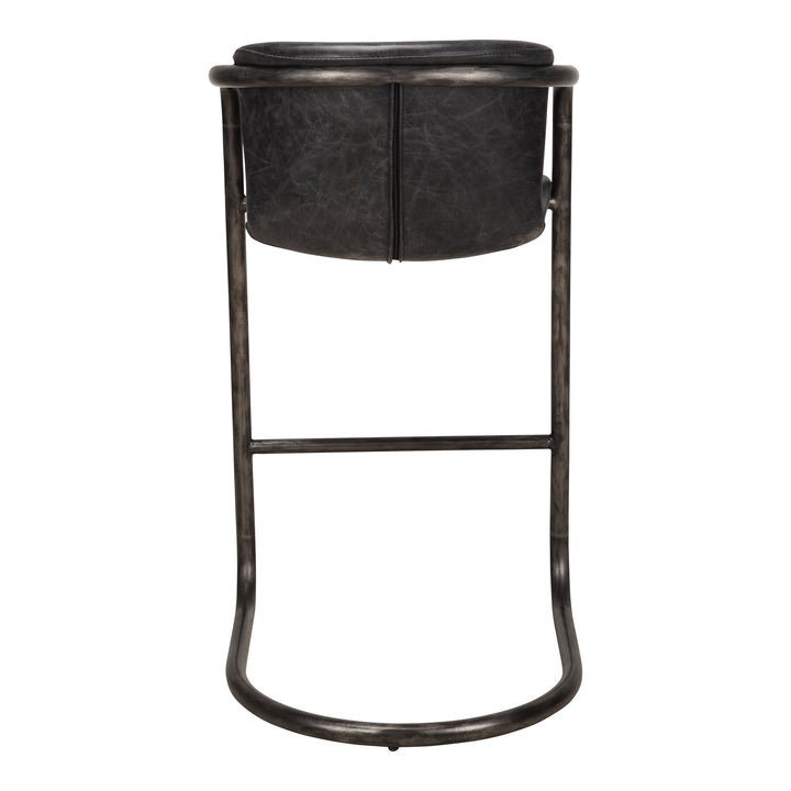 Moe's Home Collection - Freeman Barstool Onyx Black Leather  - Set Of Two - PK-1060-02 | American Home Furniture