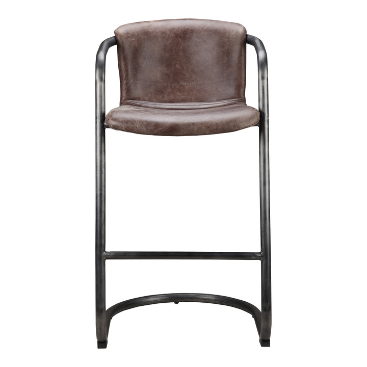 Moe's Home Collection - Freeman Barstool Grazed Brown Leather - Set Of Two - PK-1060-03 | American Home Furniture