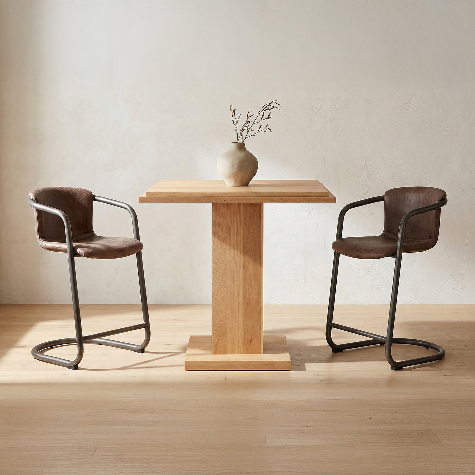 Moe's Home Collection - Freeman Barstool Grazed Brown Leather - Set Of Two - PK-1060-03 | American Home Furniture