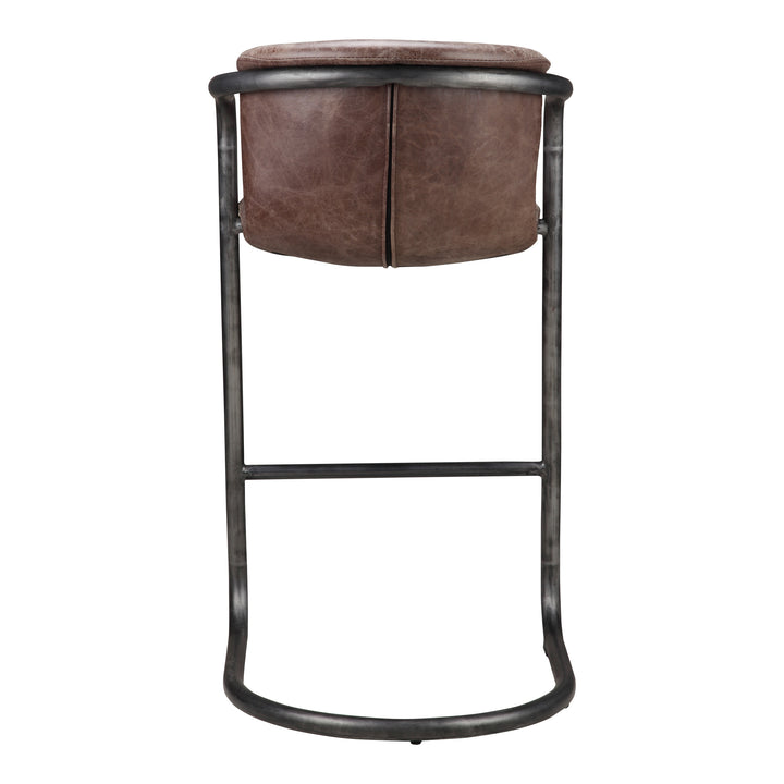 Moe's Home Collection - Freeman Barstool Grazed Brown Leather - Set Of Two - PK-1060-03 | American Home Furniture