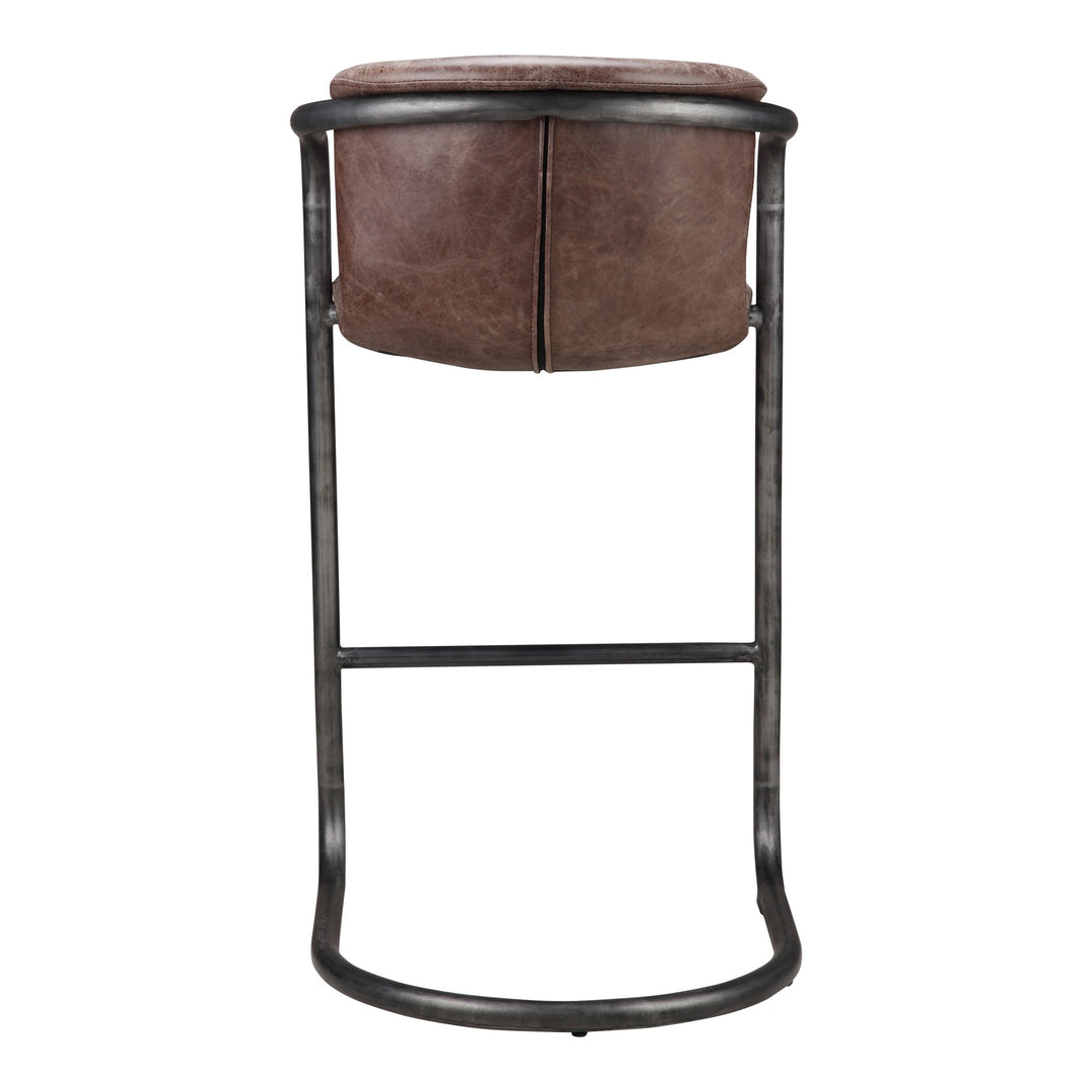 Freeman Barstool Grazed Brown Leather - Set Of Two