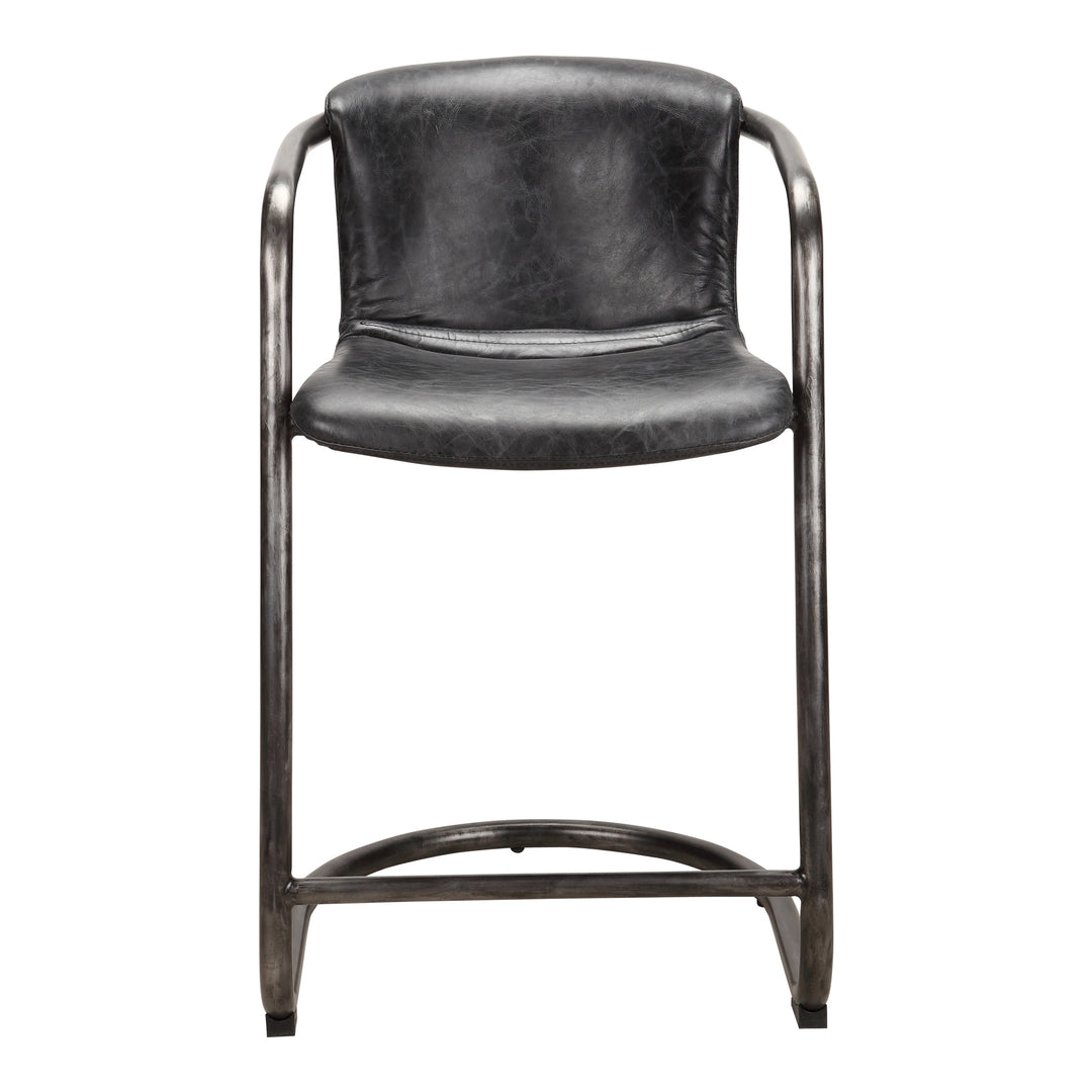 Moe's Home Collection - Freeman Counter Stool Onyx Black Leather  - Set Of Two - PK-1061-02 | American Home Furniture