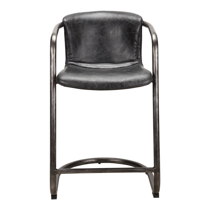 Moe's Home Collection - Freeman Counter Stool Onyx Black Leather  - Set Of Two - PK-1061-02 | American Home Furniture