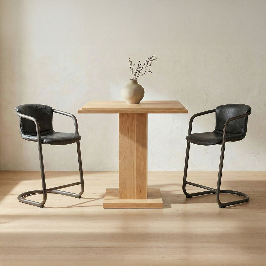 Moe's Home Collection - Freeman Counter Stool Onyx Black Leather  - Set Of Two - PK-1061-02 | American Home Furniture