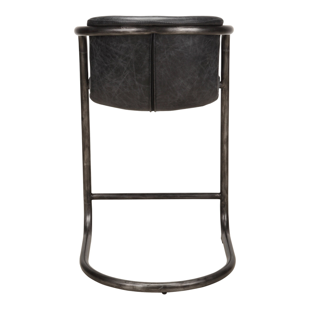 Moe's Home Collection - Freeman Counter Stool Onyx Black Leather  - Set Of Two - PK-1061-02 | American Home Furniture