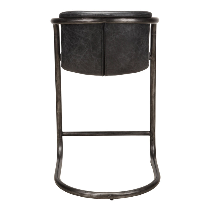 Moe's Home Collection - Freeman Counter Stool Onyx Black Leather  - Set Of Two - PK-1061-02 | American Home Furniture