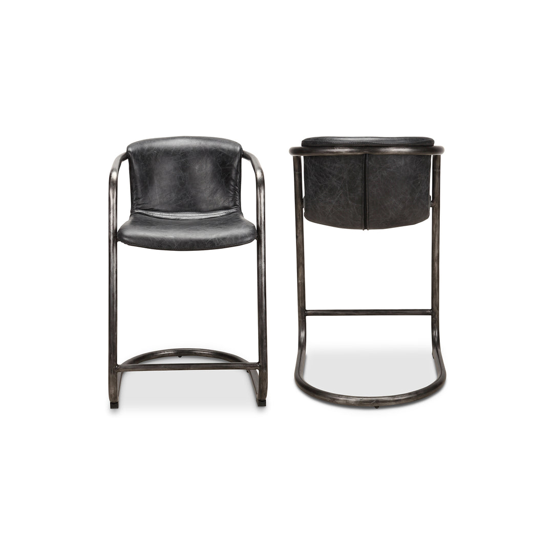 Moe's Home Collection - Freeman Counter Stool Onyx Black Leather  - Set Of Two - PK-1061-02 | American Home Furniture