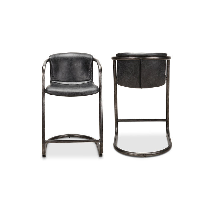 Moe's Home Collection - Freeman Counter Stool Onyx Black Leather  - Set Of Two - PK-1061-02 | American Home Furniture