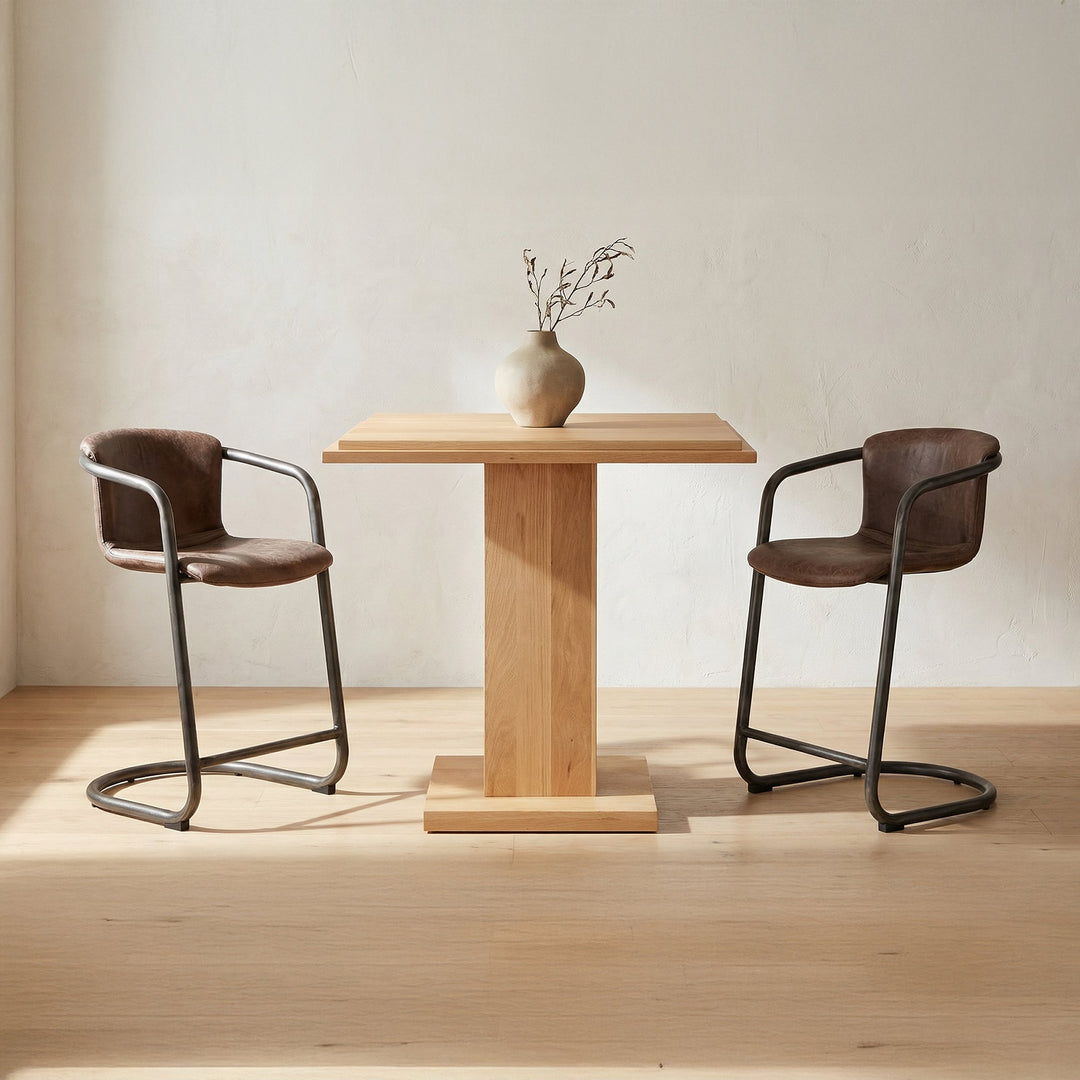 Freeman Counter Stool Grazed Brown Leather - Set Of Two