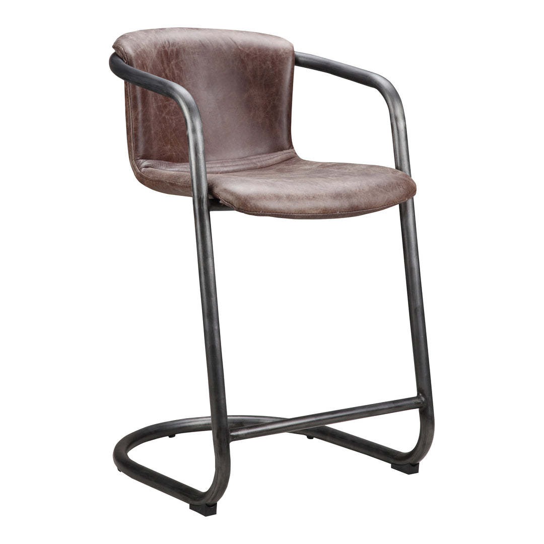 Moe's Home Collection - Freeman Counter Stool Grazed Brown Leather - Set Of Two - PK-1061-03 | American Home Furniture