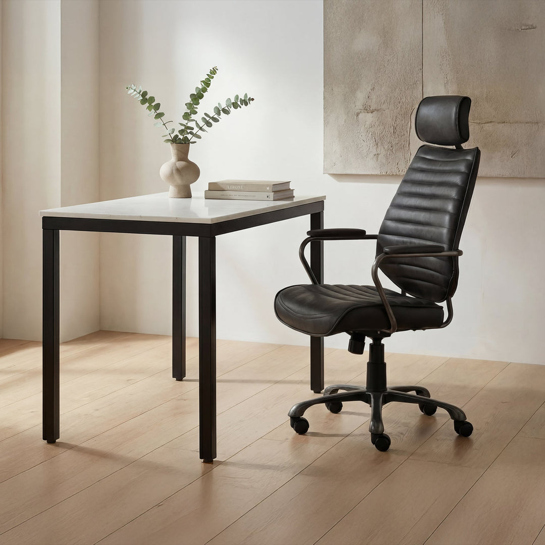 Executive Swivel Office Chair Onyx Black Leather