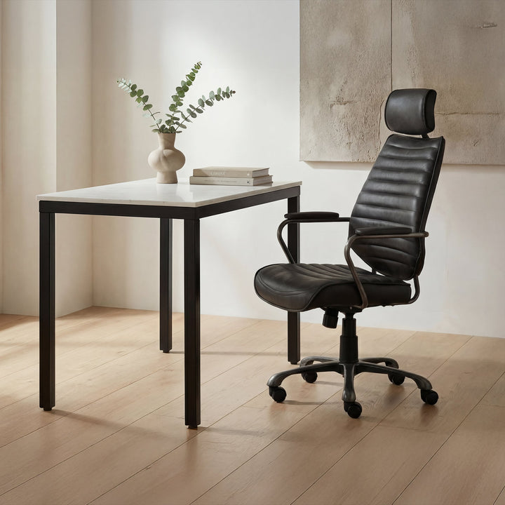 Executive Swivel Office Chair Onyx Black Leather