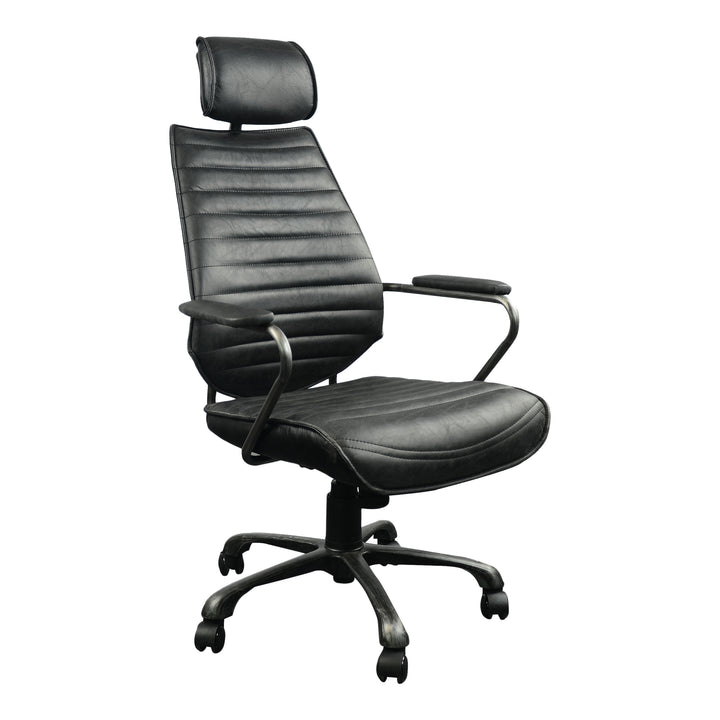 Moe's Home Collection - Executive Swivel Office Chair Onyx Black Leather - PK-1081-02 | American Home Furniture