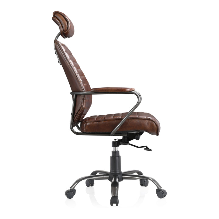 Moe's Home Collection - Executive Office Chair Dark Brown Leather - PK-1081-20 | American Home Furniture