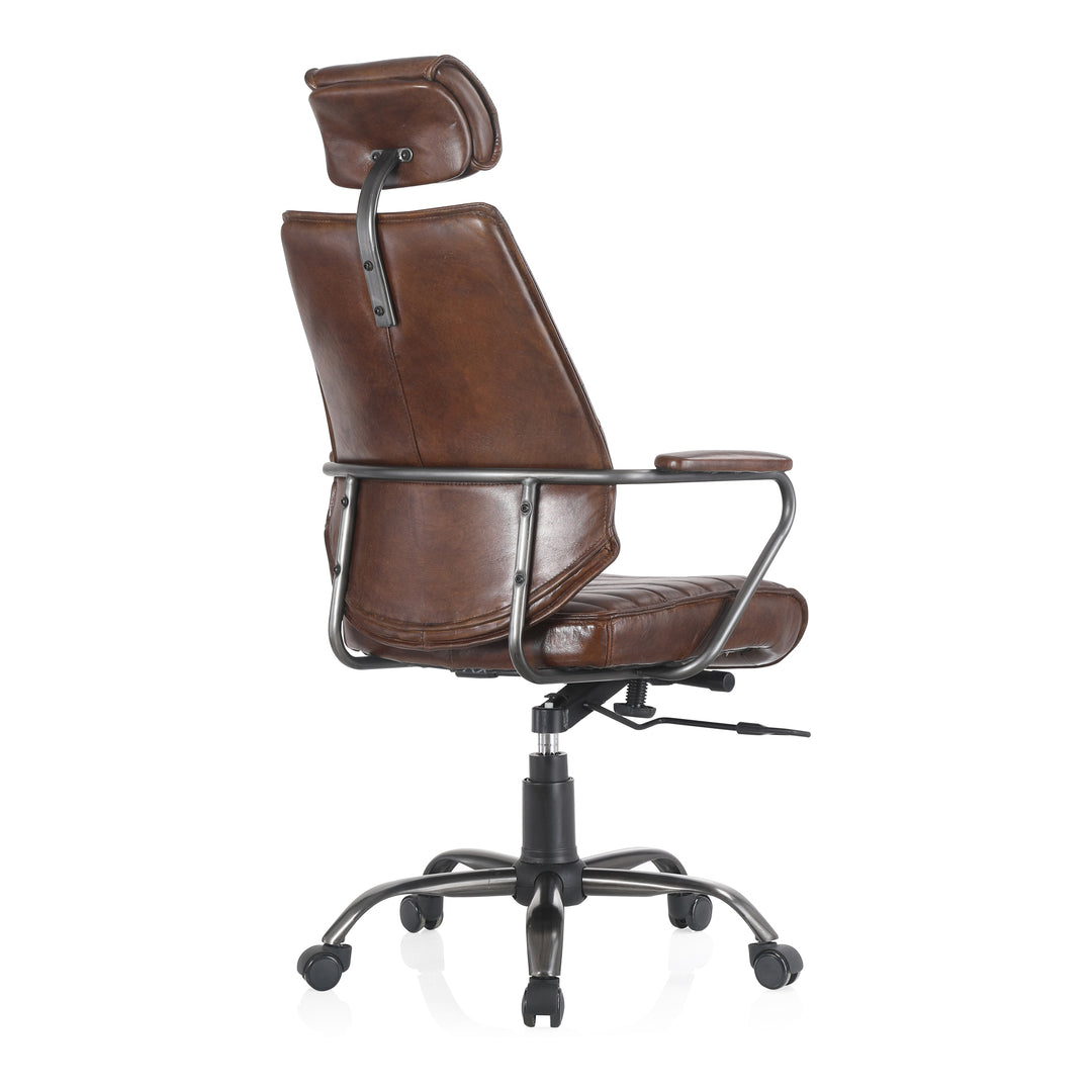 Moe's Home Collection - Executive Office Chair Dark Brown Leather - PK-1081-20 | American Home Furniture