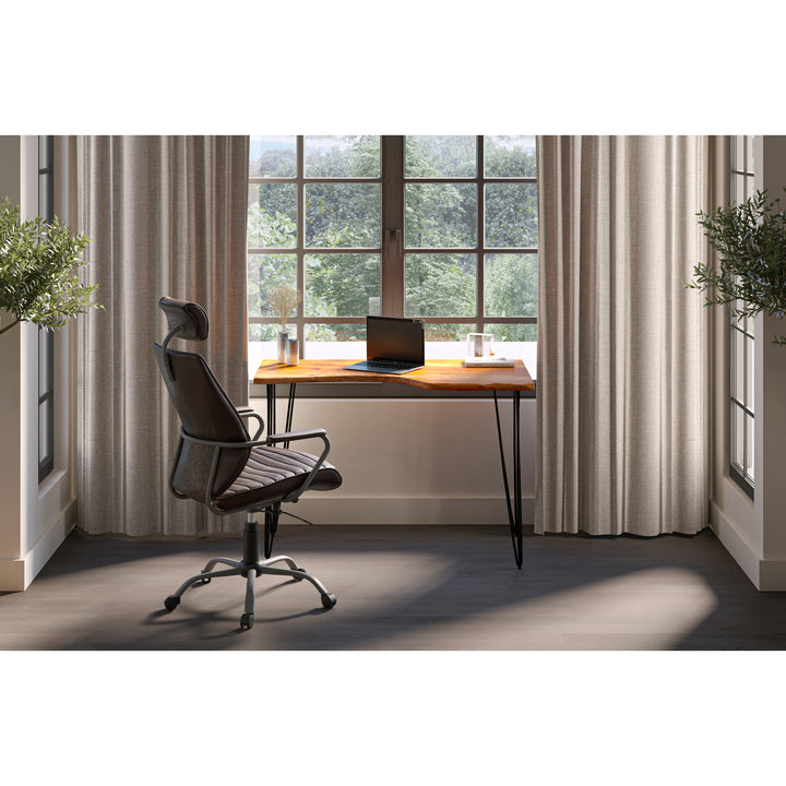 Moe's Home Collection - Executive Office Chair Dark Brown Leather - PK-1081-20 | American Home Furniture