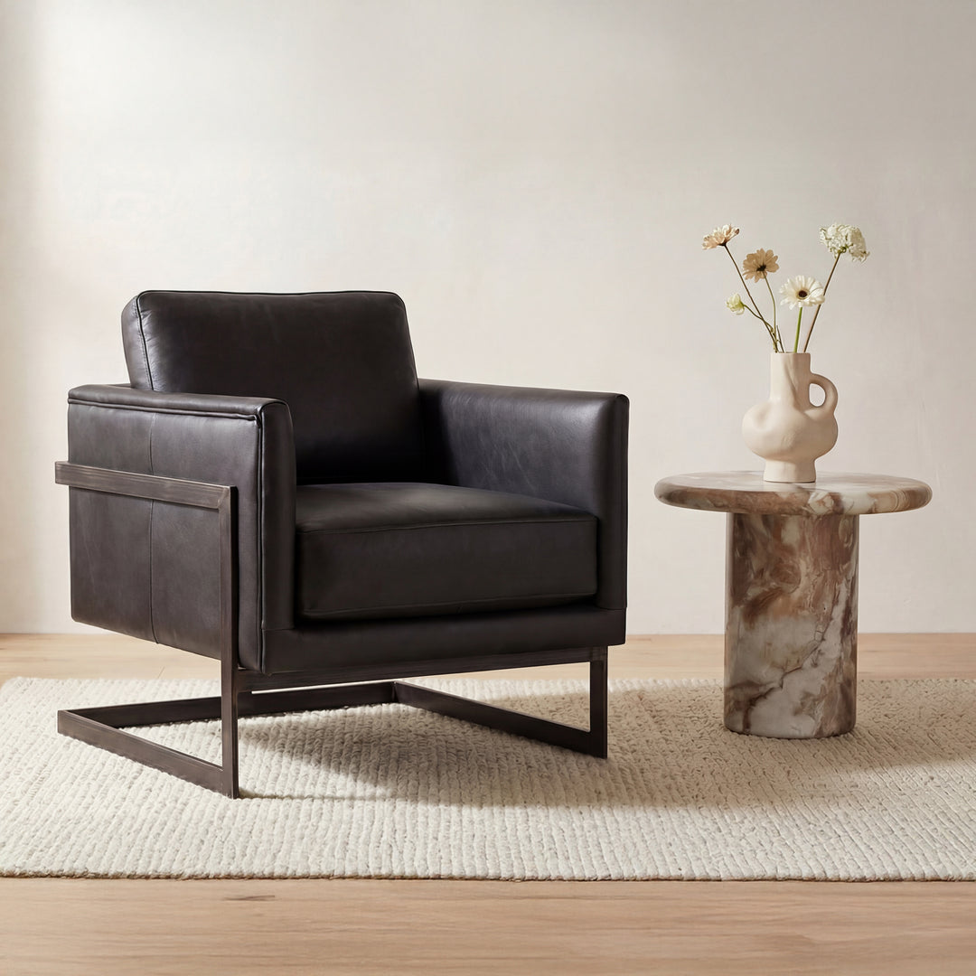 Moe's Home Collection - Luxley Club Chair Onyx Black Leather - PK-1082-02 | American Home Furniture
