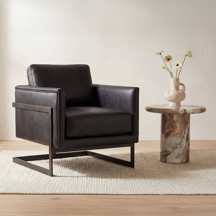 Moe's Home Collection - Luxley Club Chair Onyx Black Leather - PK-1082-02 | American Home Furniture