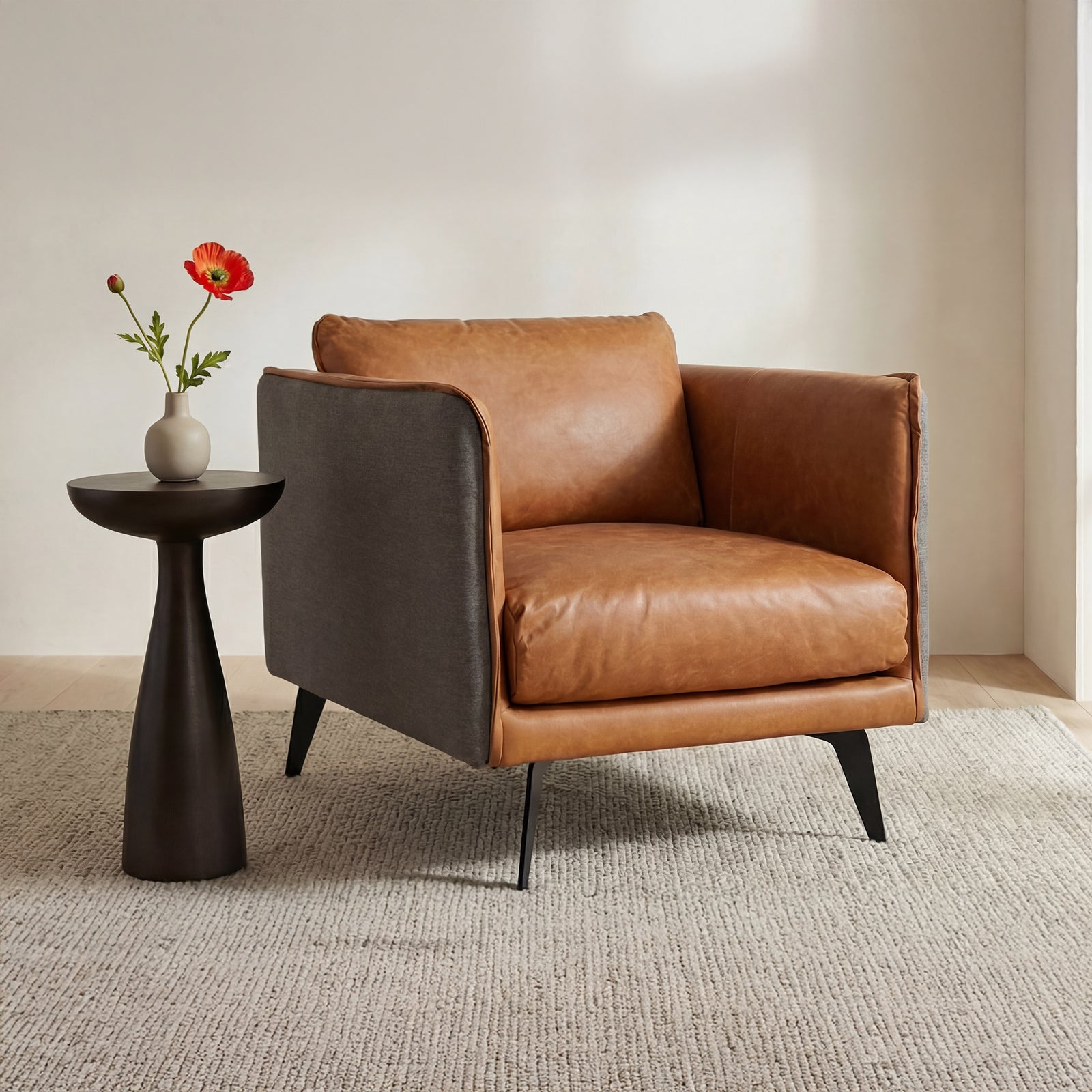 Moe's Home Collection - Messina Leather Arm Chair Cigare Tan Leather - PK-1096-23 | American Home Furniture
