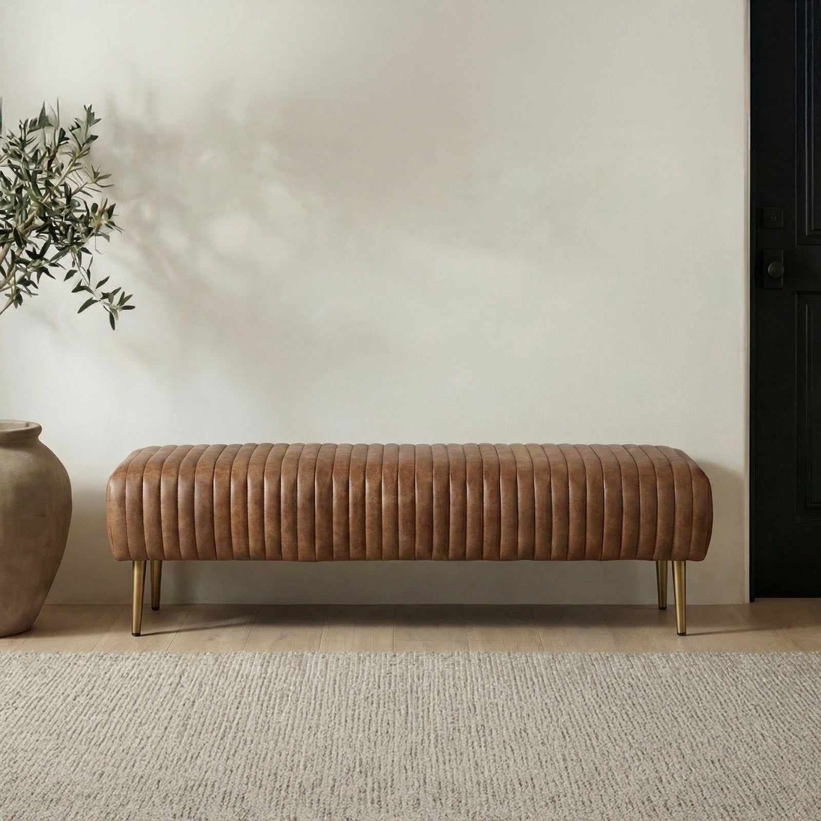 Moe's Home Collection - Endora Bench Open Road Brown Leather - PK-1105-14 | American Home Furniture