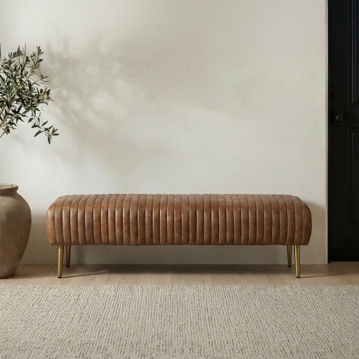 Moe's Home Collection - Endora Bench Open Road Brown Leather - PK-1105-14 | American Home Furniture