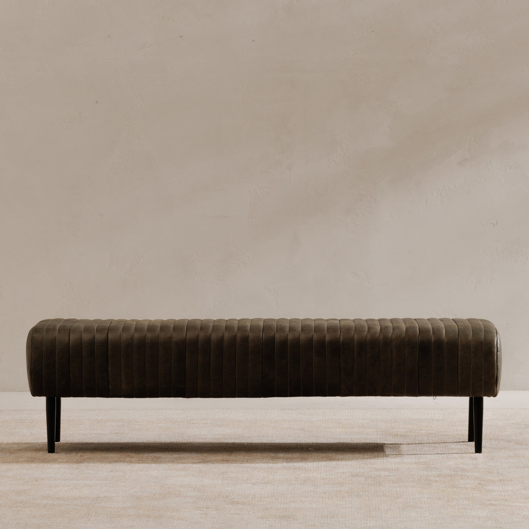Moe's Home Collection - Endora Bench Charred Olive Leather - PK-1105-16 | American Home Furniture