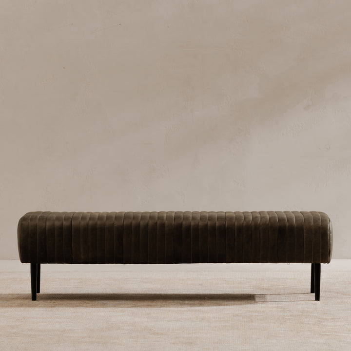 Moe's Home Collection - Endora Bench Charred Olive Leather - PK-1105-16 | American Home Furniture
