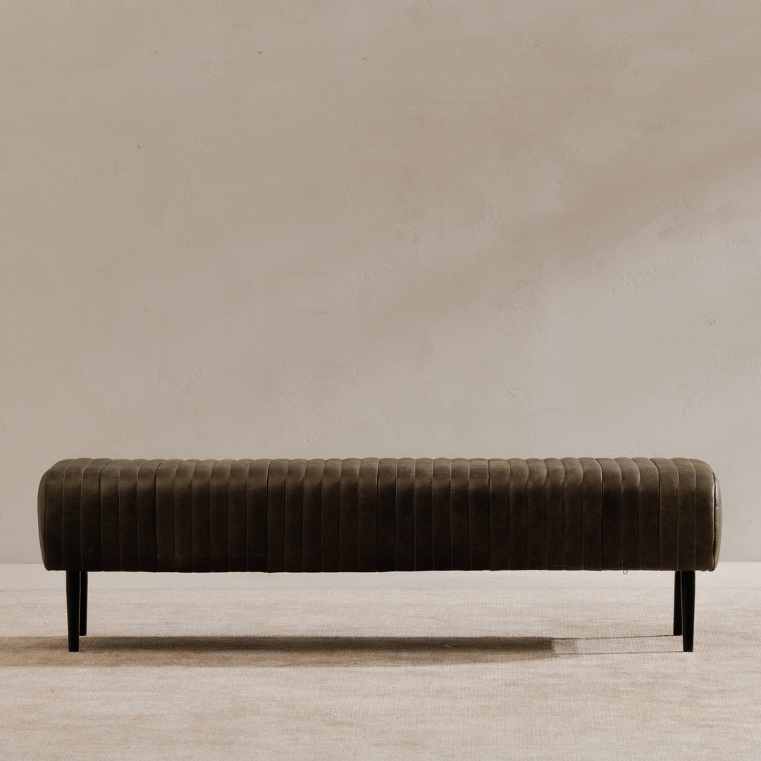 Endora Bench Charred Olive Leather