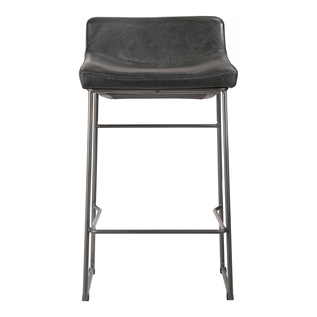 Moe's Home Collection - Starlet Counter Stool Onyx Black Leather  - Set Of Two - PK-1106-02 | American Home Furniture
