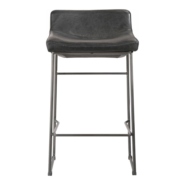 Moe's Home Collection - Starlet Counter Stool Onyx Black Leather  - Set Of Two - PK-1106-02 | American Home Furniture