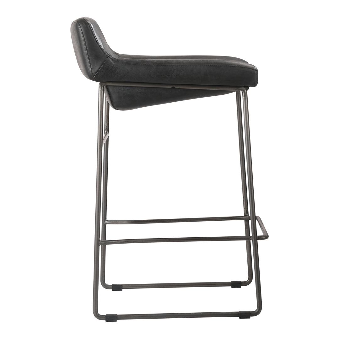 Moe's Home Collection - Starlet Counter Stool Onyx Black Leather  - Set Of Two - PK-1106-02 | American Home Furniture