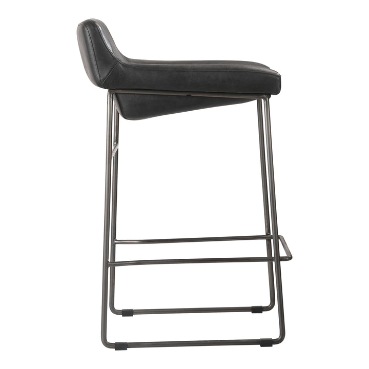 Moe's Home Collection - Starlet Counter Stool Onyx Black Leather  - Set Of Two - PK-1106-02 | American Home Furniture