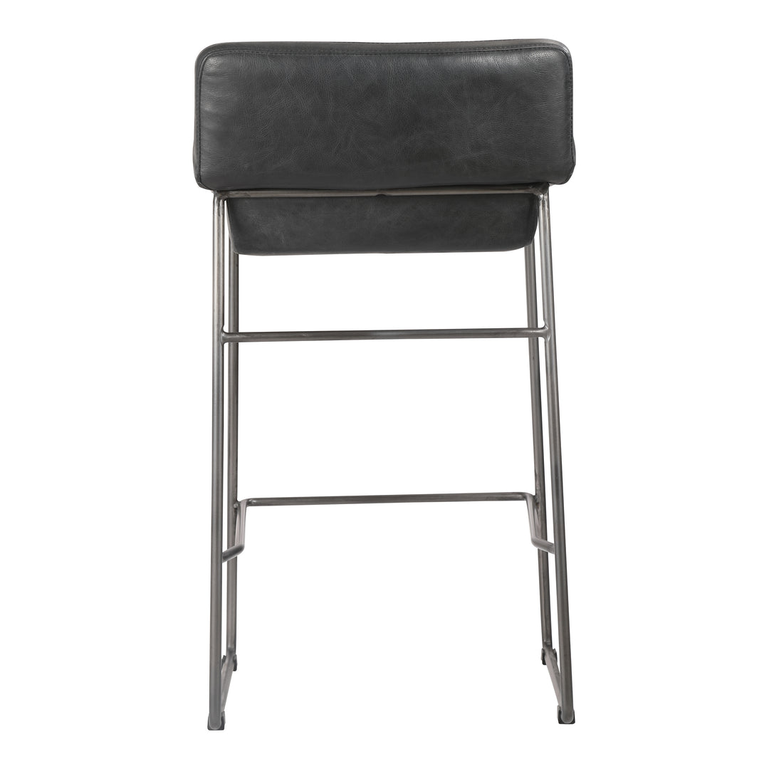 Moe's Home Collection - Starlet Counter Stool Onyx Black Leather  - Set Of Two - PK-1106-02 | American Home Furniture