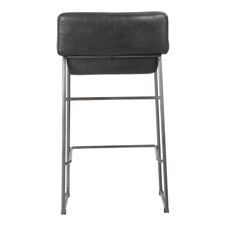 Moe's Home Collection - Starlet Counter Stool Onyx Black Leather  - Set Of Two - PK-1106-02 | American Home Furniture