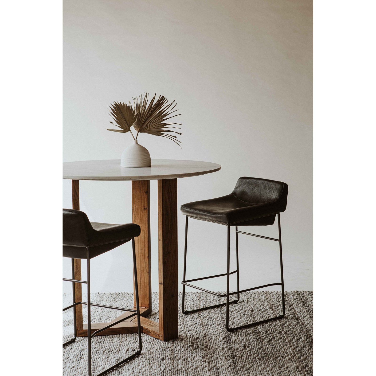 Moe's Home Collection - Starlet Counter Stool Onyx Black Leather  - Set Of Two - PK-1106-02 | American Home Furniture