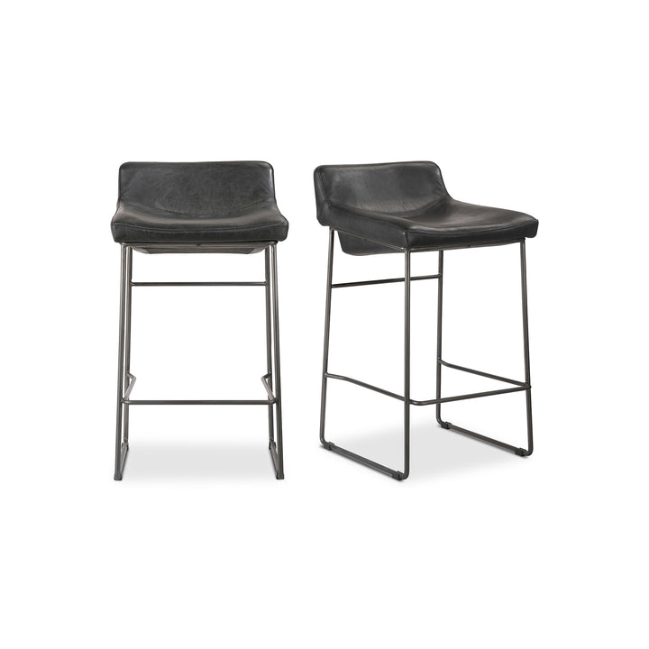 Moe's Home Collection - Starlet Counter Stool Onyx Black Leather  - Set Of Two - PK-1106-02 | American Home Furniture