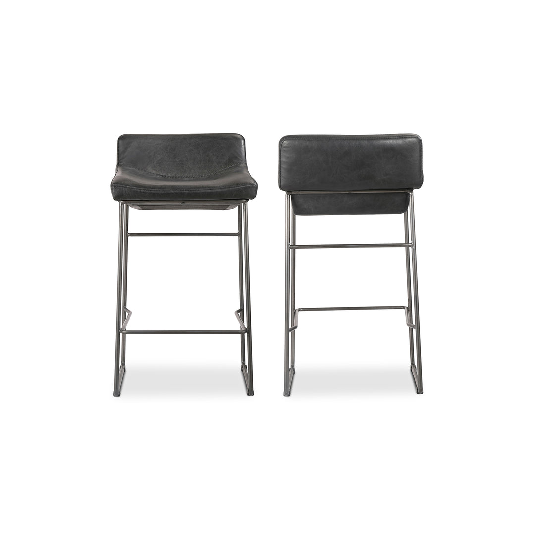 Moe's Home Collection - Starlet Counter Stool Onyx Black Leather  - Set Of Two - PK-1106-02 | American Home Furniture
