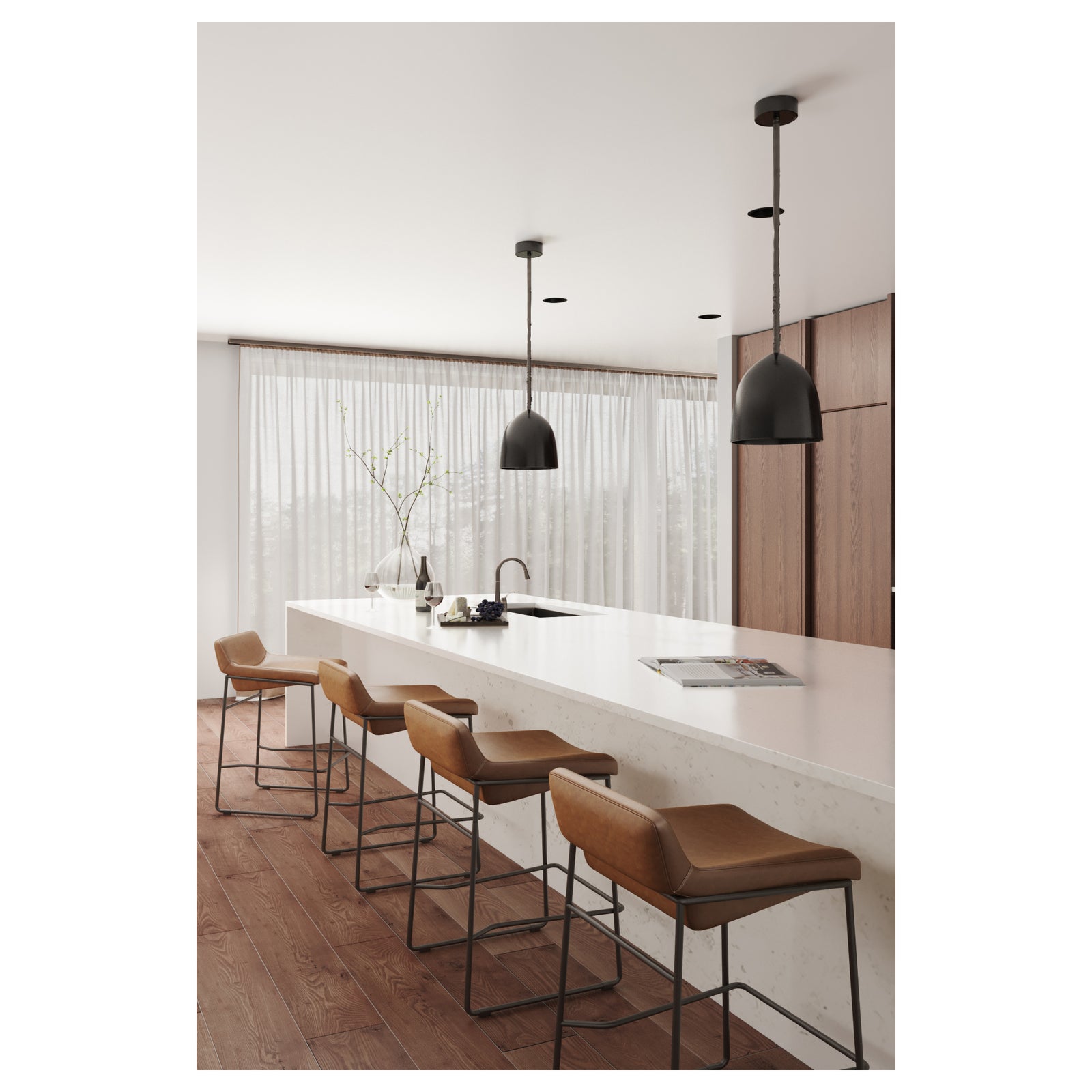 Moe's Home Collection - Starlet Counter Stool Open Road Brown Leather - Set Of Two - PK-1106-14 | American Home Furniture
