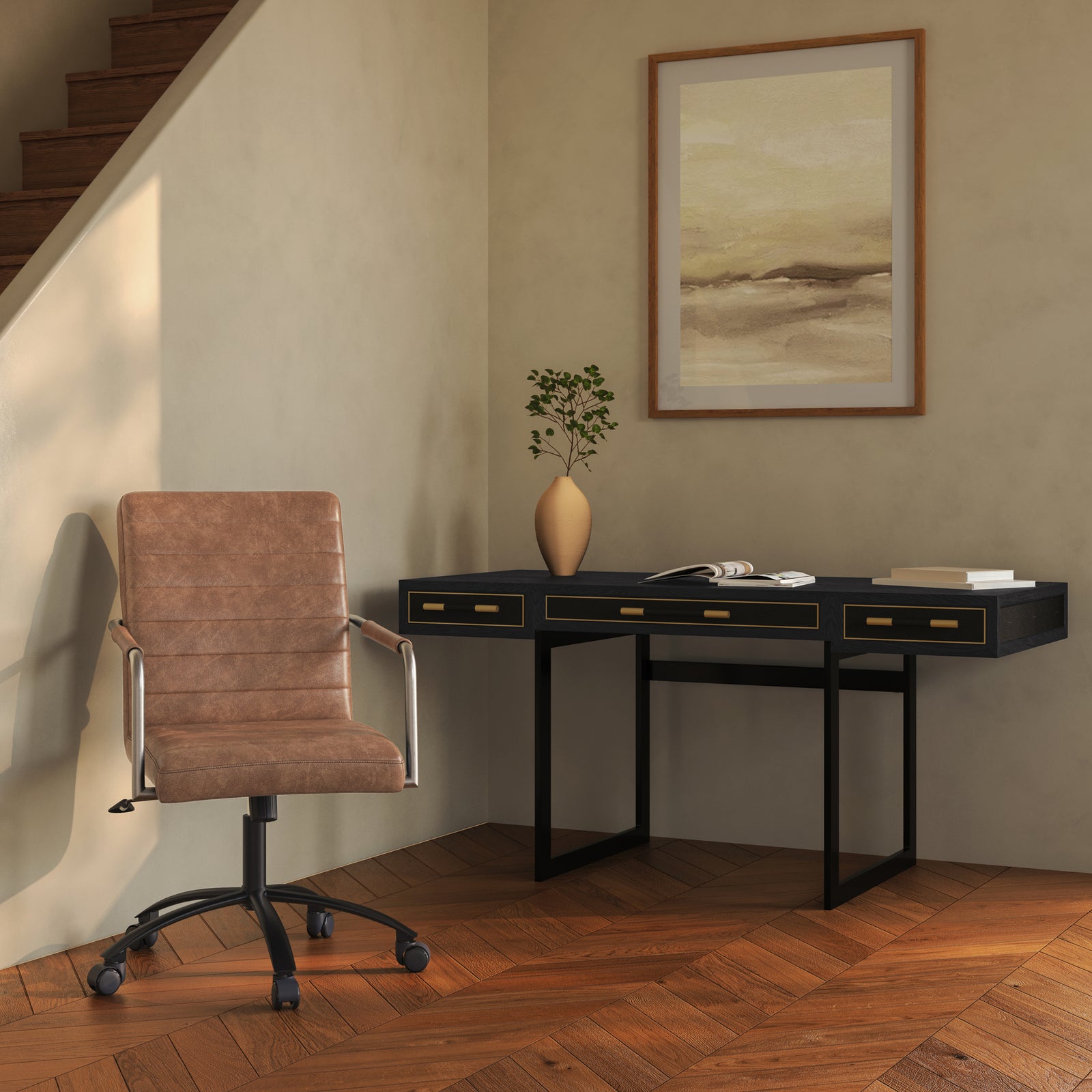 Moe's Home Collection - Roy Office Chair Open Road Brown Leather - PK-1116-14 | American Home Furniture