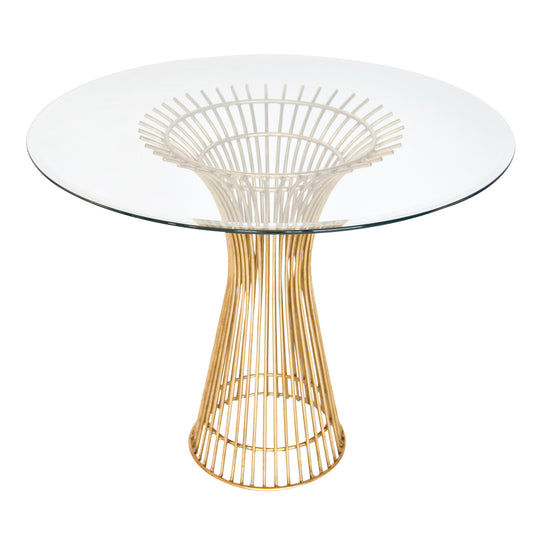 Gold Lf Iron Table Base W 42"D Bvld Glass - POWELL 42
