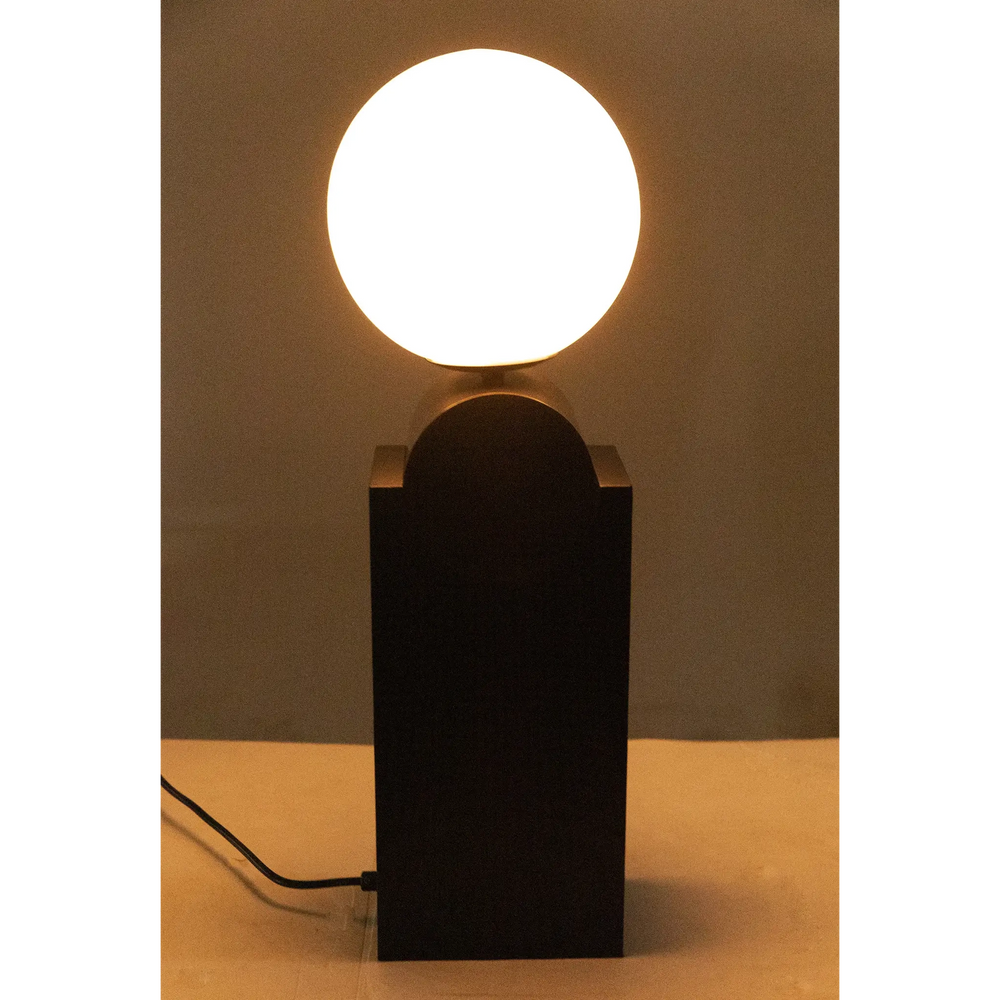 American Home Furniture | Noir - Kate Table Lamp, Black Metal with Antique Brass Accent