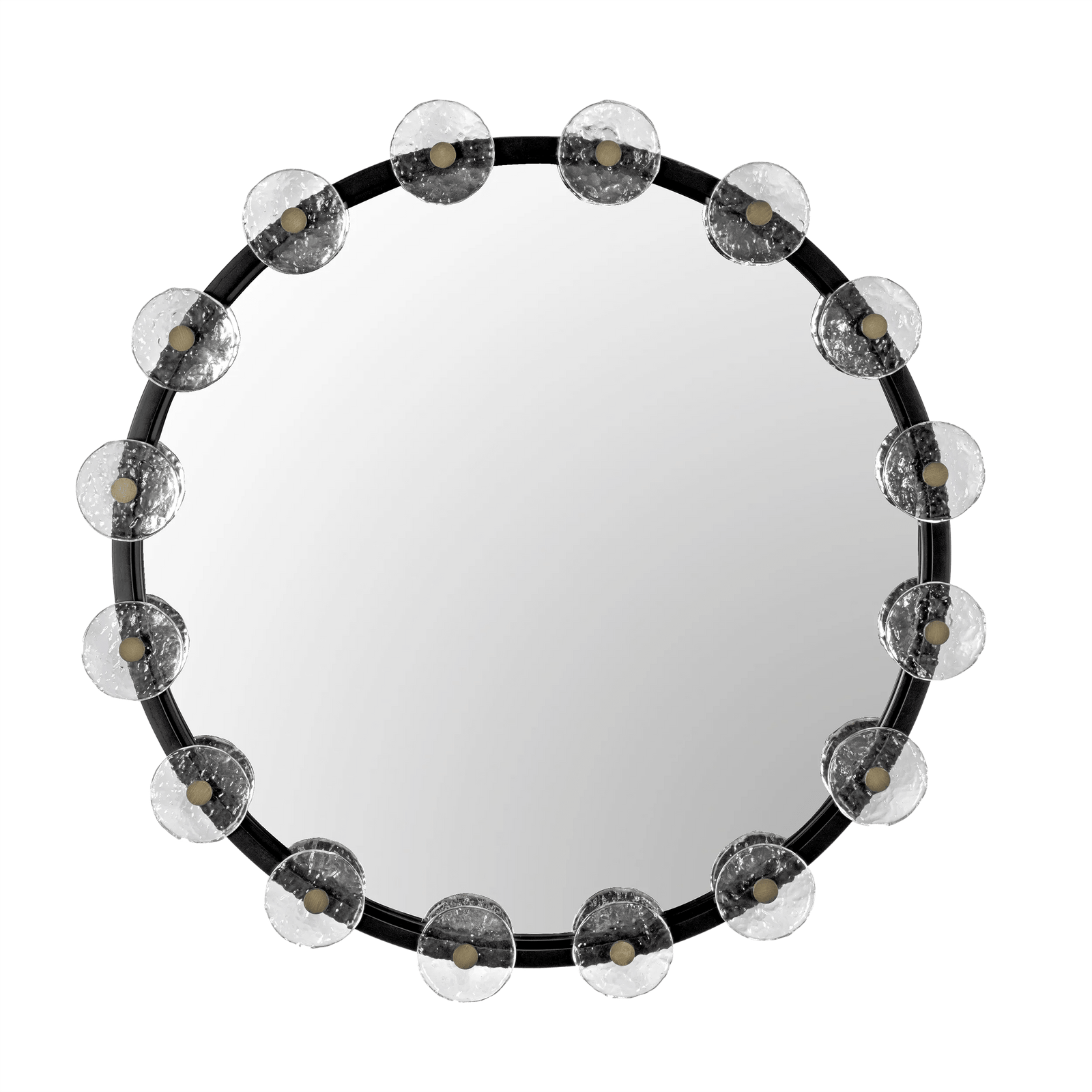 Noir Moira Mirror with Glass Details, Black Metal WALL MIRRORS